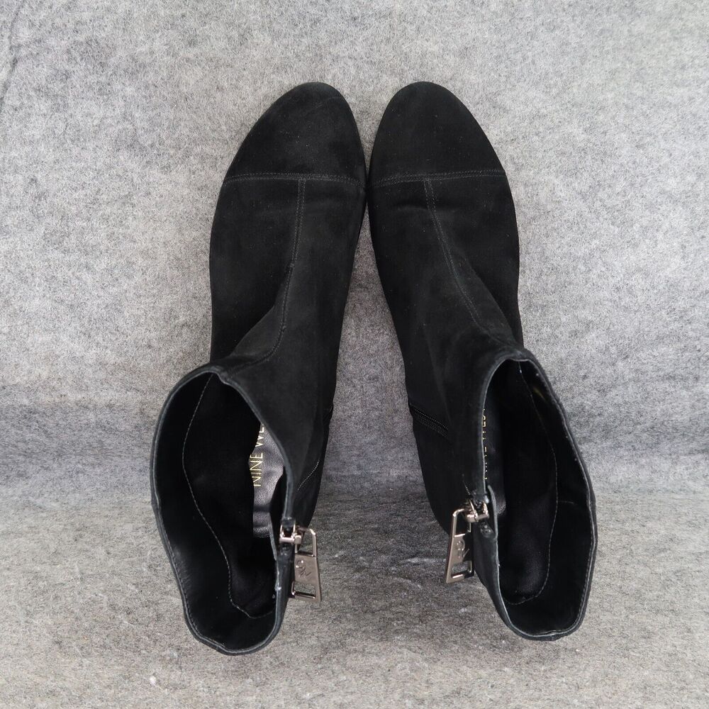 Nine West Shoes Womens 9 Booties Classic Fashion Leather Block Heel Black Zip - Picture 6 of 15